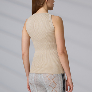 Débardeur côtelé en bambou biologique pour femme avec logo personnalisé, idéal pour le sport, le fitness et le yoga - Product Image 4