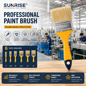 SUNRISE Ensemble de pinceaux à peinture d'angle de qualité industrielle, poils de porc et soie P/C, tailles 0.5-4, manche en bois, OEM, garantie 3 ans - Product Image 1
