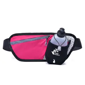 Tas Pinggang Olahraga Portabel, Tas Pinggang Sabuk Lari Ultra Ringan dengan Pemegang Botol Air, Tas Jogging Reflektif