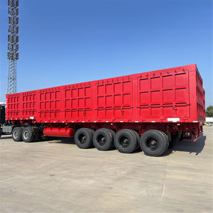 Remorque à benne basculante latérale à quatre <span class=keywords><strong>essieux</strong></span> industrielle, boîte en acier, transporteur de matériaux en vrac - Product Image 5