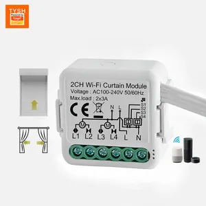 TYSH Tuya Zigbee/Wifi Diy 2 gang Wireless Remote Control Smart Curtain Mini Switch Module For Smart Home System