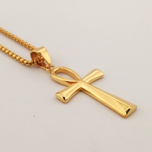패션 로즈 크로스 목걸이 스테인레스 스틸 날개 크로스 펜던트 PVD 18k 골드 남자 십자가 보석 Ankh 크로스 목걸이 - Product Image 4