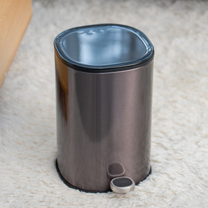 5 Lít Phòng Khách Hình Chữ Nhật Bước Đạp Mềm Gần 5 Lít Mini Mạ Kẽm Kim Loại Sang Trọng Vàng Thùng Rác Có Thể - Product Image 2