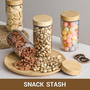 Pot en verre vide de 8oz, 10oz, 16oz, 24oz avec couvercle à vis en bambou, 16oz pour le stockage de salades, yaourts, collations, épices, fruits secs - Product Image 2