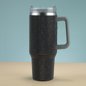 40 oz Rhinestone Stainless Steel Tumbler with Handle Double Wall Vacuum Travel Coffee Mug - Product Image 4