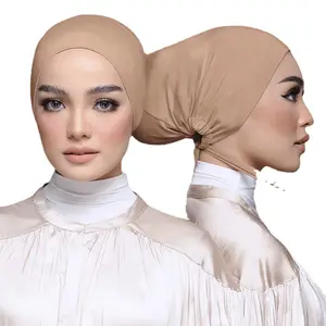 2022 High Quality Satin Lined Inner Hijab Cotton Jersey Underscarf Hijab Stretchy Satin Lining Bonnets