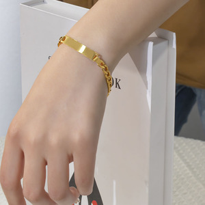 Bracelets en acier inoxydable pour femmes Bracelet en or 18 carats Barre en métal à graver Chaîne pour couple personnalisée <span class=keywords><strong>Bijoux</strong></span> de corps pour femmes - Product Image 4