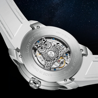 Montre squelette de luxe pour homme Lucky Harvey, boîtier en acier inoxydable, verre saphir, bracelet en cuir véritable, résistance à l'eau 3ATM, ZLS104