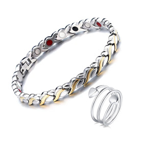 Ensemble de bijoux pour femme : Bague Cœur et Bracelet Magnétique Épi de Blé en Acier Inoxydable – Accessoire Cadeau Tendance - Product Image 3