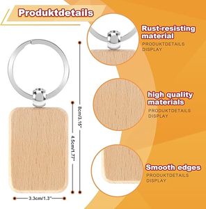 Portachiavi Ecologici in Legno Lucidato con Anelli, Personalizzabili con Incisione Laser, Souvenir Regalo all'Ingrosso - Product Image 3
