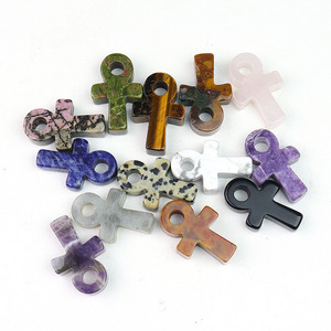 En gros, Breloques Ankh sculptées, Pendentifs en pierres précieuses de guérison Crux Ansata et <span class=keywords><strong>Améthyste</strong></span> pour la fabrication de bijoux, environ 30x19mm - Product Image 3
