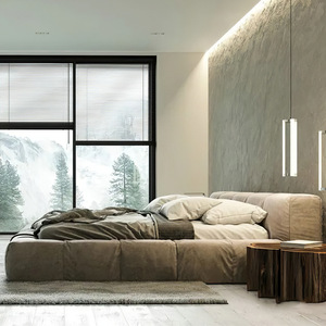 <span class=keywords><strong>Cama</strong></span> Doble Ajustable Tapizada <span class=keywords><strong>en</strong></span> Franela Minimalista Italiana con Estructura de Acero Roble Multifuncional Suave y Cómoda Personalizable - Product Image 2