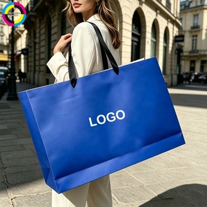Sac shopping en papier de luxe surdimensionné avec logo personnalisé, poignée en ruban extra large, <span class=keywords><strong>emballage</strong></span> <span class=keywords><strong>cadeau</strong></span> en gros pour les boutiques de vêtements - Product Image 3