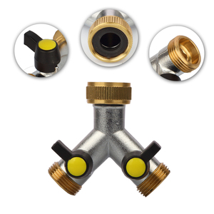 YOD <span class=keywords><strong>Raccord</strong></span> rapide en <span class=keywords><strong>laiton</strong></span> 2 voies en Y pour jardin, double sortie, pour irrigation, <span class=keywords><strong>arrosage</strong></span>, couplage de tuyaux, plomberie extérieure, répartiteur de tuyau - Product Image 2