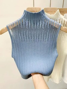 LHY Vintage Women's Patterns <span class=keywords><strong>Crochet</strong></span> Knit Tops Plus Size Summer Waistcoat with Stretchy Turtleneck Camisole Breathable Mesh Vest - Product Image 4
