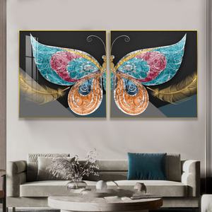Venta al por Mayor de Fábrica, Personalización de Lujo, Impresión de Alta Definición, Decoración del Hogar, Pintura de Porcelana con Cristales de Mariposa, Luz LED - Product Image 6