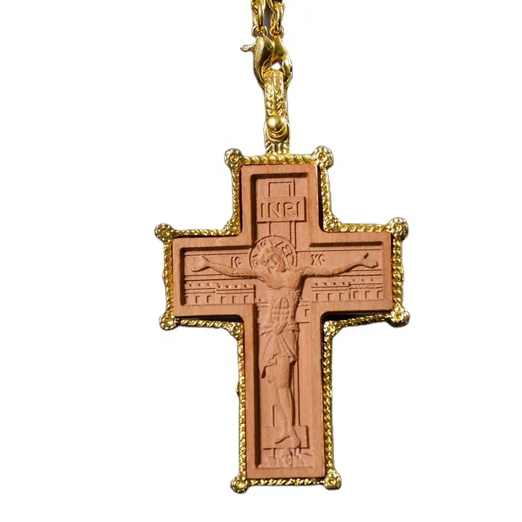 Orthodoxe Russische Ontwerp Dubbelzijdig Cross Hanger Ketting Christelijke Jezus Byzantijnse Mode Grote Kruis Ketting