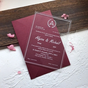 Invitations de mariage en acrylique découpées au laser | Cartes et panneaux d'annonce personnalisés | Papeterie de mariée gravée de qualité supérieure - Product Image 3