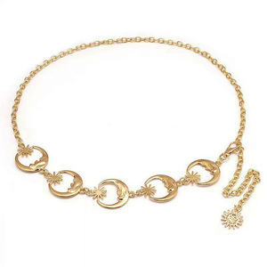Chaîne de taille Hua Liyu avec pendentif lune et étoile, 115 cm, chaîne de corps rétro tendance pour accessoire de robe - Product Image 3