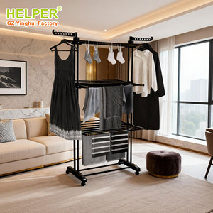 <span class=keywords><strong>2025</strong></span> nóng bán tùy chỉnh thép không gỉ 4-Tier có thể gập lại quần áo Rack & quần áo móc áo với ròng rọc cho phòng khách sử dụng - Product Image 2