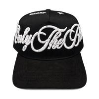 Topi Baseball Bordir 3D Huruf Custom Logo Mewah Berhias Rhinestone, Bahan Suede Hitam, Pinggiran Melengkung, 5 Panel, Snapback, Streetwear, Gorras