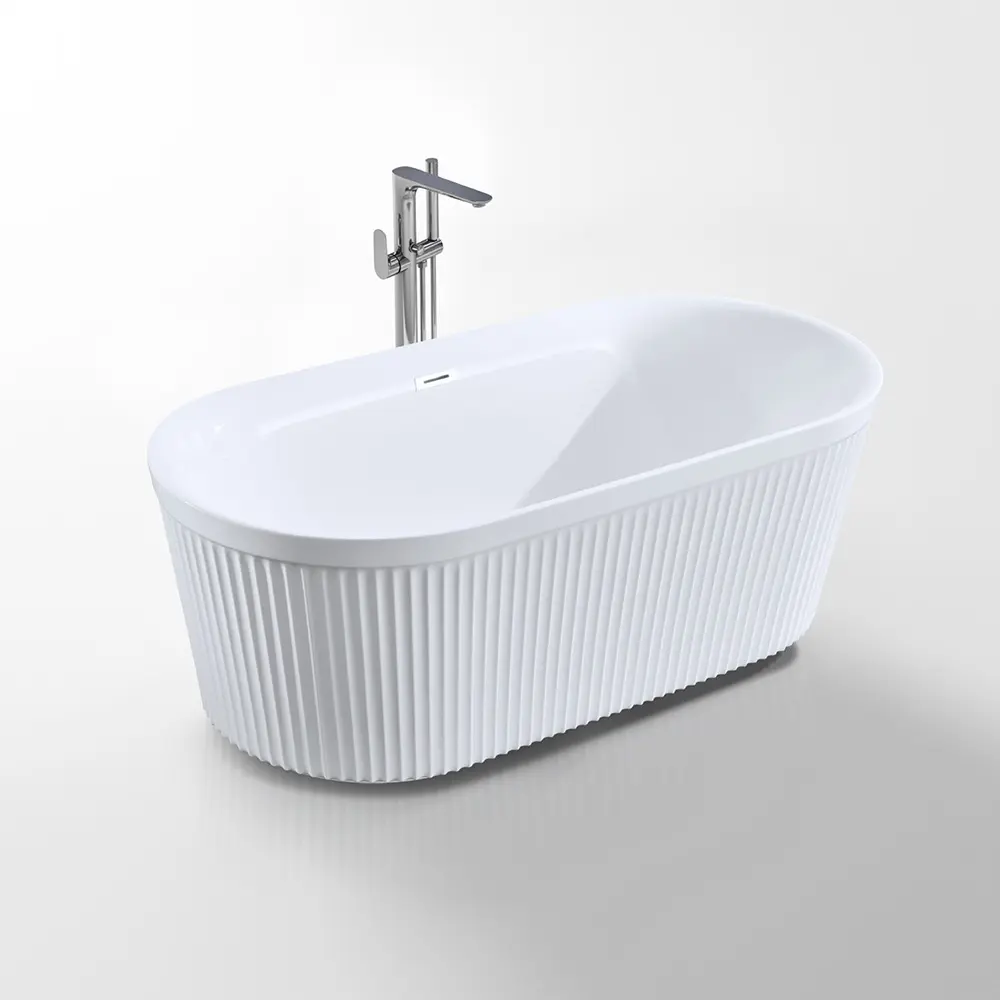Bak mandi berdiri bebas seni akrilik permukaan padat, bak mandi lipat 1.7m desain Modern