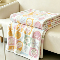 Bedruckte Fleece-Decke nach Maß, Plüschdecke mit Meeresmuscheln und Seesternen für Couch und Sofa, Personalisierte Büro- und Reisedecke