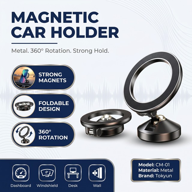 Car Interior Accessories Magnetic Alloy Folding Phone Mount 360 Rotation 15W Wireless Fast Charging MagSafe Universal Stable