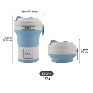 Fabricante de moldes de silicona Taza de viaje portátil Taza plegable Botella 500ml de agua plegable Taza de camping plegable de silicona 550ml - Product Image 3