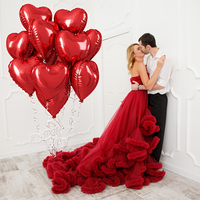 Lot de 10 ballons en aluminium en forme de cœur rouge pour fête à thème mariage, décoration de camping et arrangement festif