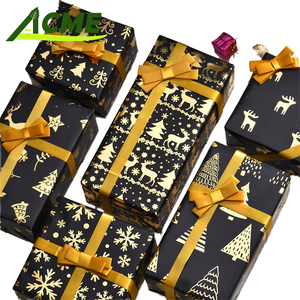 Papel de Regalo Navideño Retro Negro y Dorado con Estampado de Alce, 50*70cm, Papel de Arte Recubierto de PVC Virgen para Manualidades y Regalos, Venta al Por Mayor - Product Image 4