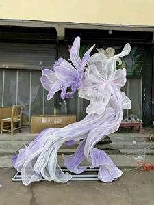MSH D357 Décoration de fond artistique géante en <span class=keywords><strong>organza</strong></span> floral rose de luxe, installation suspendue en forme d'arche pour <span class=keywords><strong>mariage</strong></span> et vitrine - Product Image 5