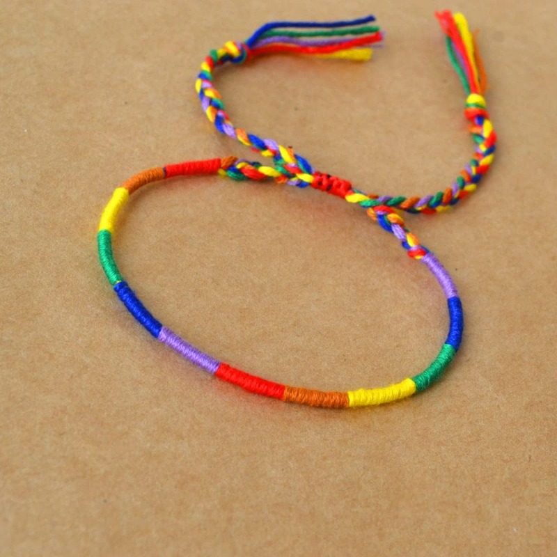 BDM Bracciale In Tessuto LGBT Arcobaleno, Modello 1, Lunghezza 23 Cm, Larghezza 2 Cm, Regolabile, Lavabile, Con Sacchetto Regalo, Orgoglio Gay, Lesbica, Transessuale - 3