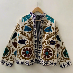 Wholesale Cotton Velvet Suzani Embroidery Bohemian Women Winter <b>Jacket</b> Indian <b>Hippie</b> Unisex Coat for Boutique Buyers Export - Product Image 1