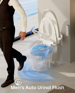 Urinoir intelligent pour hommes avec bidet intégré, ouverture et fermeture automatiques, protection en mousse, 1000 grammes, siphon en S, double chasse, siège confort ADA - Product Image 2