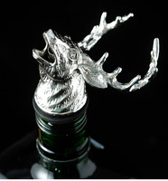 Carafe en métal en forme de tête de cerf Wapiti avec verseur à vin, bouchons en liège, bec verseur à vin en forme d'élk sauvage, verseur à whisky