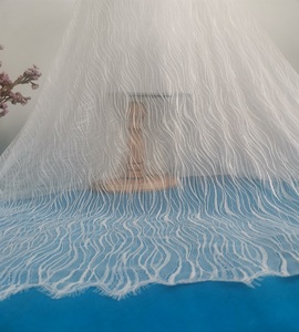 Tela decorativa suave de encaje <span class=keywords><strong>Chantilly</strong></span>, tejido blanco <span class=keywords><strong>con</strong></span> Pestaña para velos y <span class=keywords><strong>vestidos</strong></span> de novia, venta al por mayor - Product Image 1