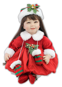 NPK 55cm Cadeaux de Noël et d'anniversaire Jouets pour enfants Poupée rouge <span class=keywords><strong>Robe</strong></span> réaliste Poupée fille Reborn Sourire Poupée Reborn - Product Image 5