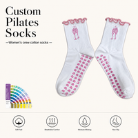 Chaussettes de yoga pour femmes, tricotées, avec logo personnalisé, respirantes, pour le sport en intérieur/extérieur, avec design antidérapant brodé