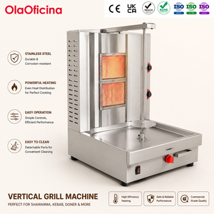 Máquina Comercial de Shawarma a Gas, 2 Cabezas, GLP, Asador Vertical de Kebab, 9KW, Acero Inoxidable, para Uso en Restaurantes - Product Image 1