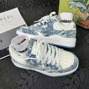 Baskets plateforme épaisses pour hommes et femmes, en toile à bords bruts, semelle épaisse, style <span class=keywords><strong>skate</strong></span> et décontracté blanc - Product Image 5