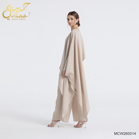 Ensemble décontracté 2 pièces musulman 2026 : Tunique asymétrique et pantalon large pour femme, tenue islamique coordonnée, style Dubaï