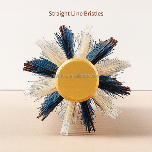 Pettine per Parrucchieri in Oro con Setole di Cinghiale e Nylon, Spazzola Rotonda con Manico in Legno per Asciugatura, Arricciatura e Lisciatura - Product Image 3