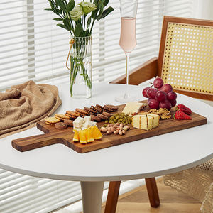 Tabla De Cortar De Madera De Acacia Rectangular Clásico De Casa Natural, Tabla De Cortar Para Cortar Frutas Vegetales Con Mango - Product Image 4