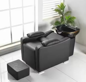 Bacs à shampoing, lavabos et chaises en cuir véritable pour salons de coiffure et de beauté, lits de lavage de cheveux, mobilier de salle de bain - Product Image 1