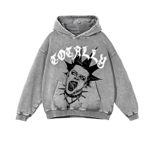 Sudadera con Capucha TKAN748D OEM de Alta Calidad, Tejido Vintage Lavado, Estilo Casual Holgado, 100% Algodón, Logotipo Personalizado con Impresión 3D en Relieve, Ropa para Hombre - Product Image 4