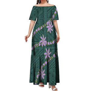 Vestido Plisado de Manga Corta con Hombros Descubiertos, Estilo Samoano Malu, Talla Grande 7XL, Casual de Negocios, Venta al Por Mayor - Product Image 5