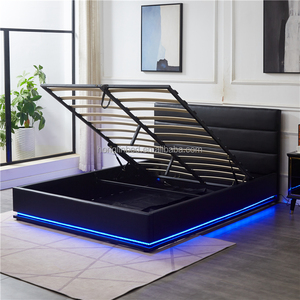 Современная стильная удобная мягкая двуспальная кровать простая модная кожаная светодиодная рамка для хранения газового подъемника - Product Image 5