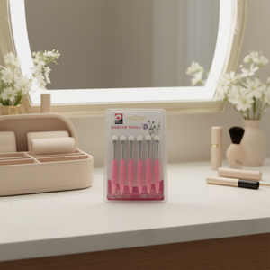 MNJ Makeup Tools 6Pcs Pink Handle Brush Set For Facial Application - Product Image 2