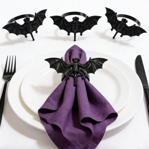 Anillos y Clips para Servilletas <span class=keywords><strong>de</strong></span> Halloween al por Mayor, Estilo Americano, Araña Negra, Fantasma, Murciélagos, Aleación, para Decoración <span class=keywords><strong>de</strong></span> Halloween - Product Image 2